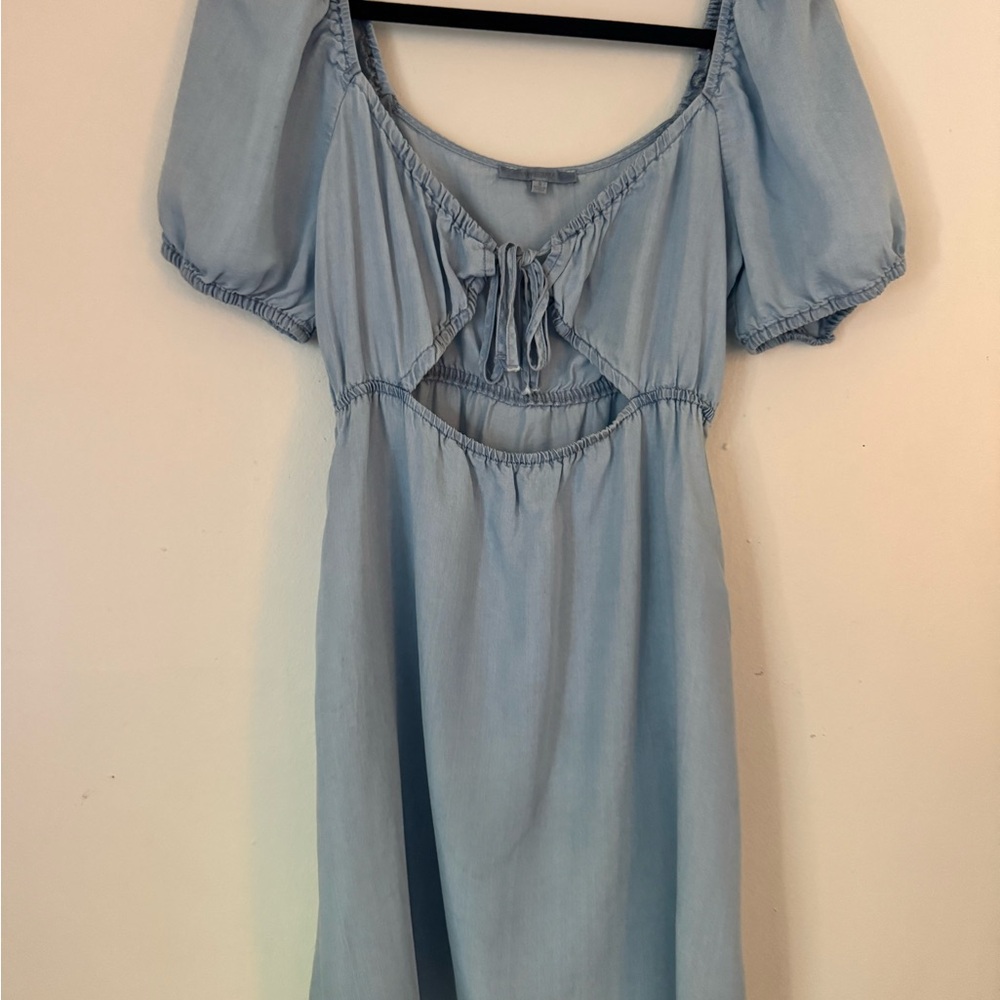Sky Blue Puff Sleeve Dress
